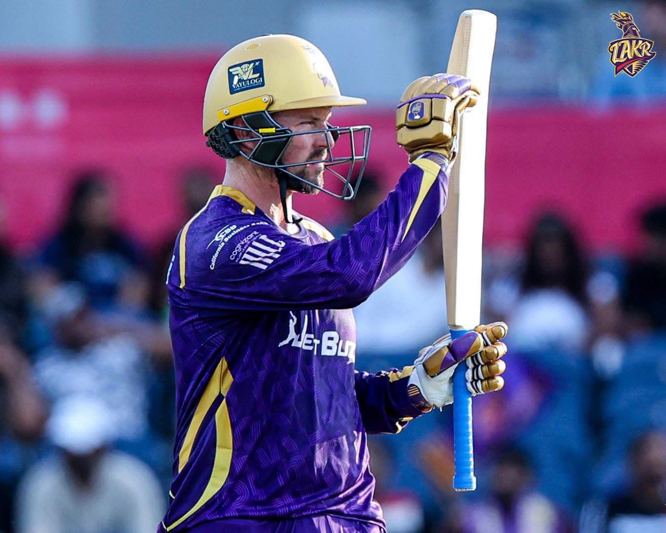 LAKR batsman raising his bat after a milestone