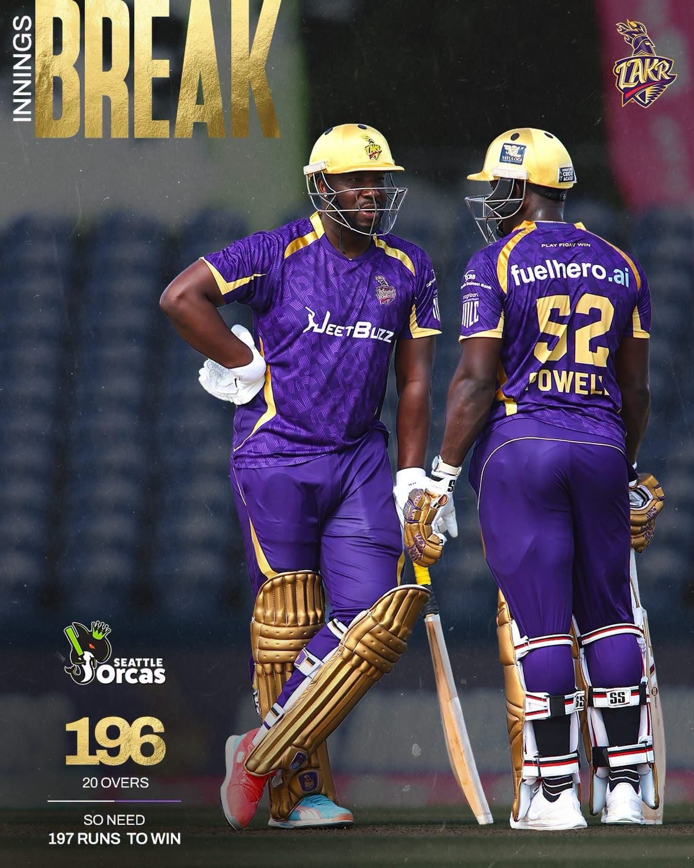 Innings break graphic featuring LAKR players